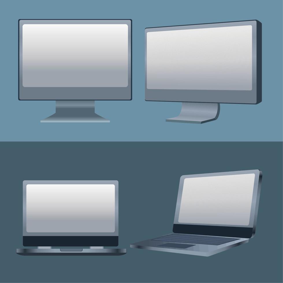 desktops and laptops mockup vector