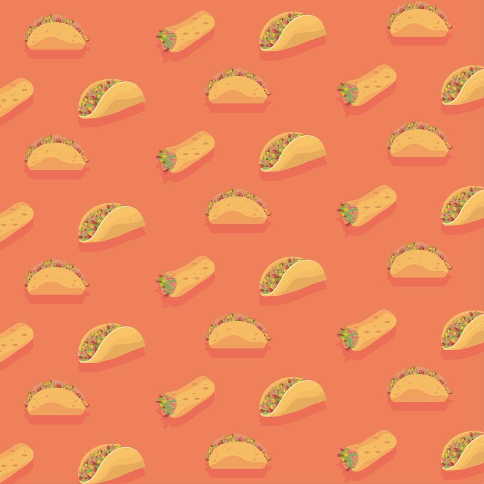 mexican tacos and burritos pattern vector