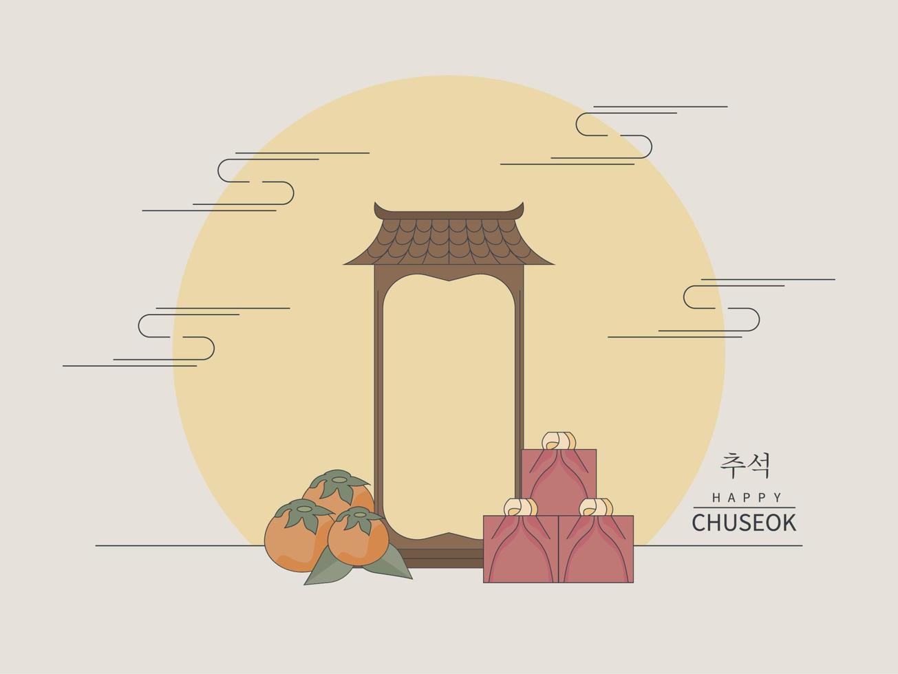 chuseok celebration with arch vector