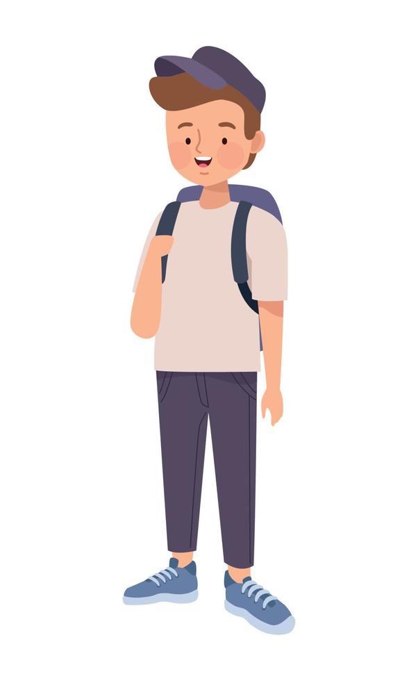 tourist man with travelbag vector