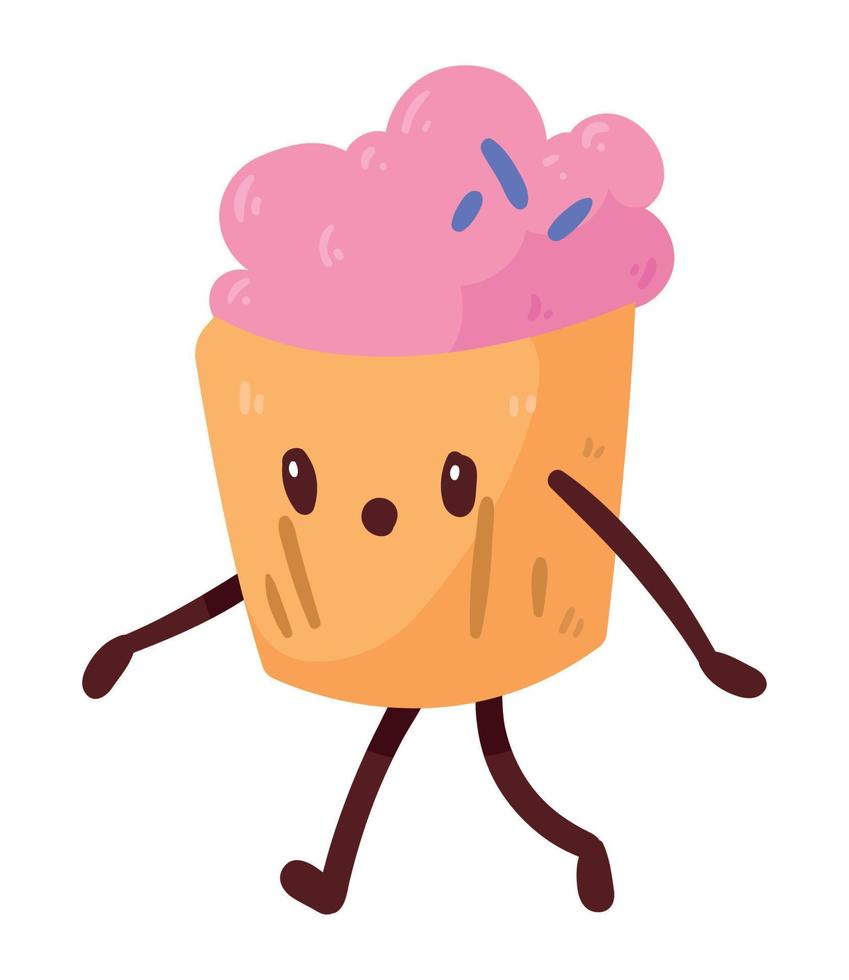 cupcake kawaii food vector