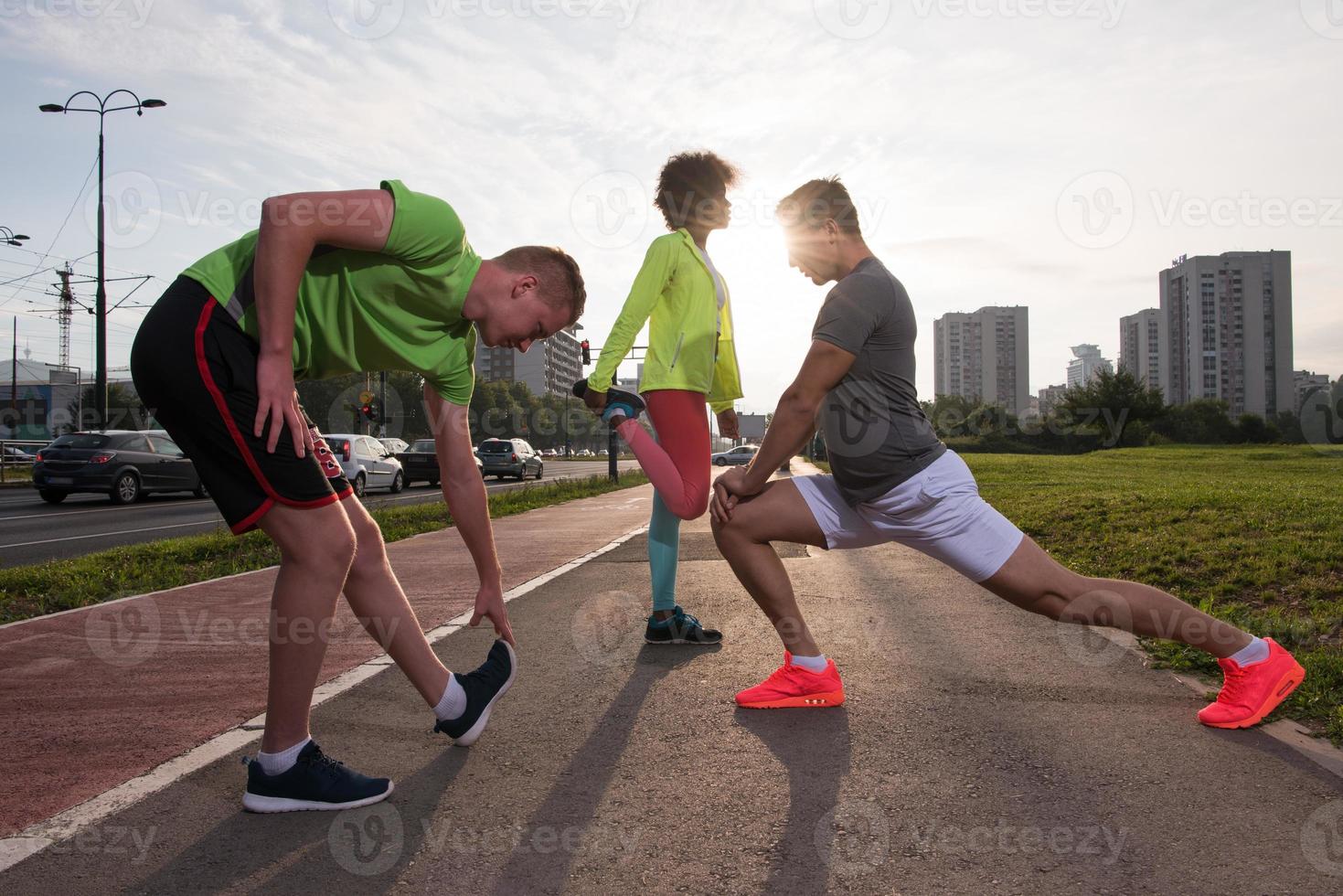 multiethnic group of people on the jogging photo