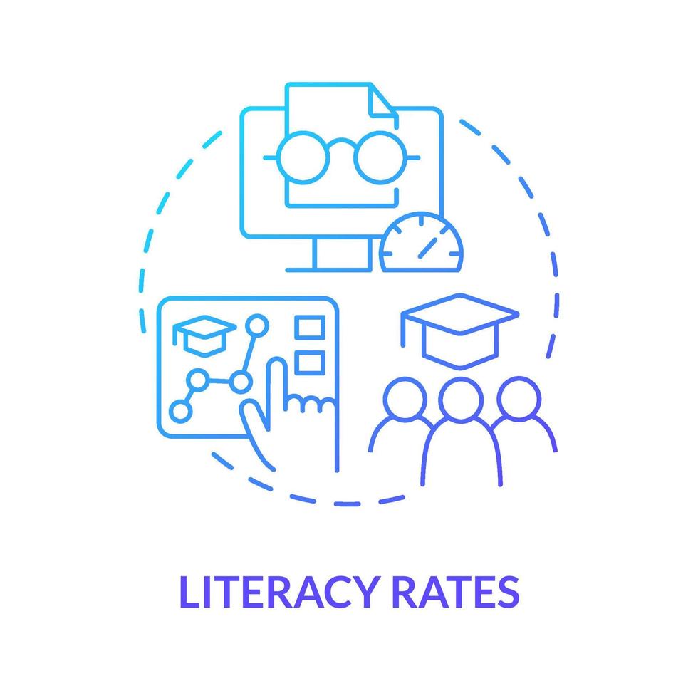 Literacy rates blue gradient concept icon. International cooperation. Measure of human development abstract idea thin line illustration. Isolated outline drawing. vector