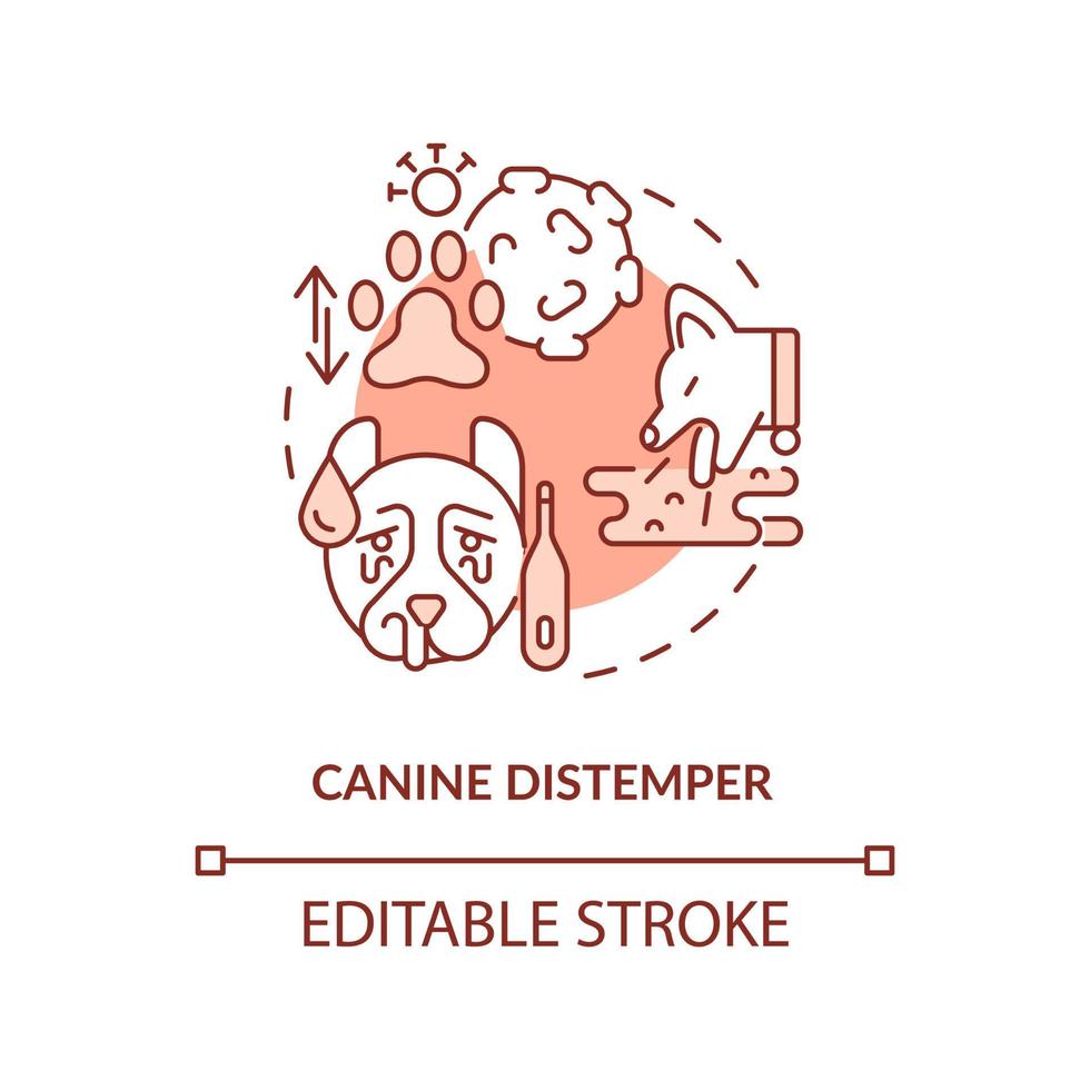 Canine distemper terracotta concept icon. Disease risk for dogs abstract idea thin line illustration. Contagious virus. Isolated outline drawing. Editable stroke. vector