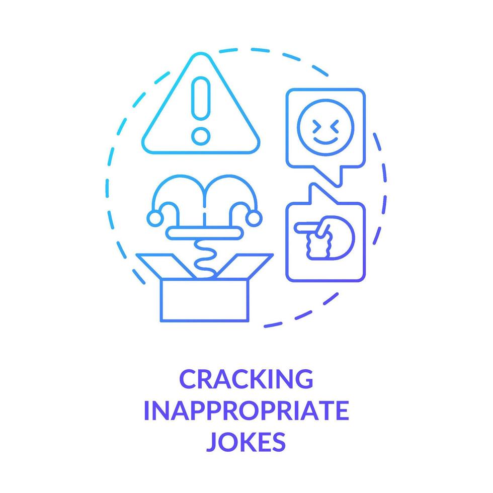 Cracking inappropriate jokes blue gradient concept icon. Be respectful. Business etiquette abstract idea thin line illustration. Isolated outline drawing. vector