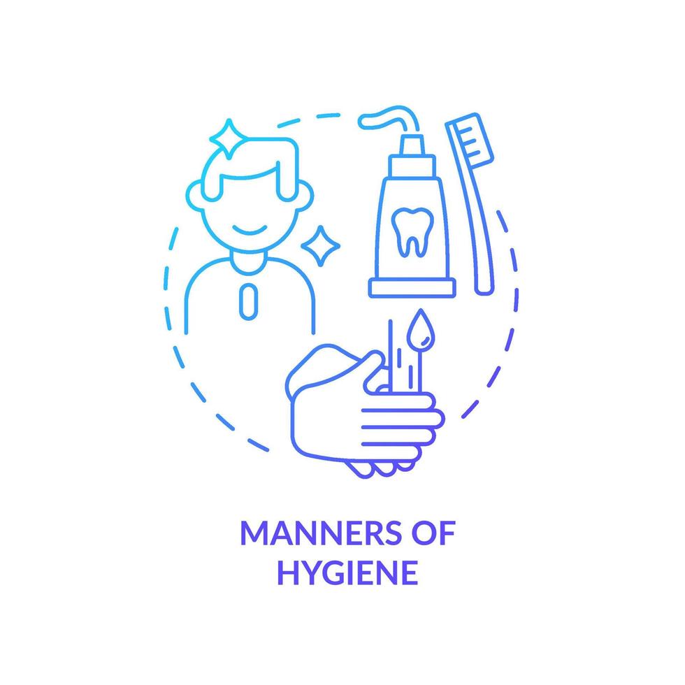 Manners of hygiene blue gradient concept icon. Routine toilet habits and discipline. Etiquette category abstract idea thin line illustration. Isolated outline drawing. vector