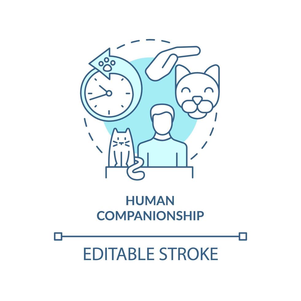 Human companionship turquoise concept icon. Cat wellness abstract idea thin line illustration. Animal companion. Isolated outline drawing. Editable stroke. vector
