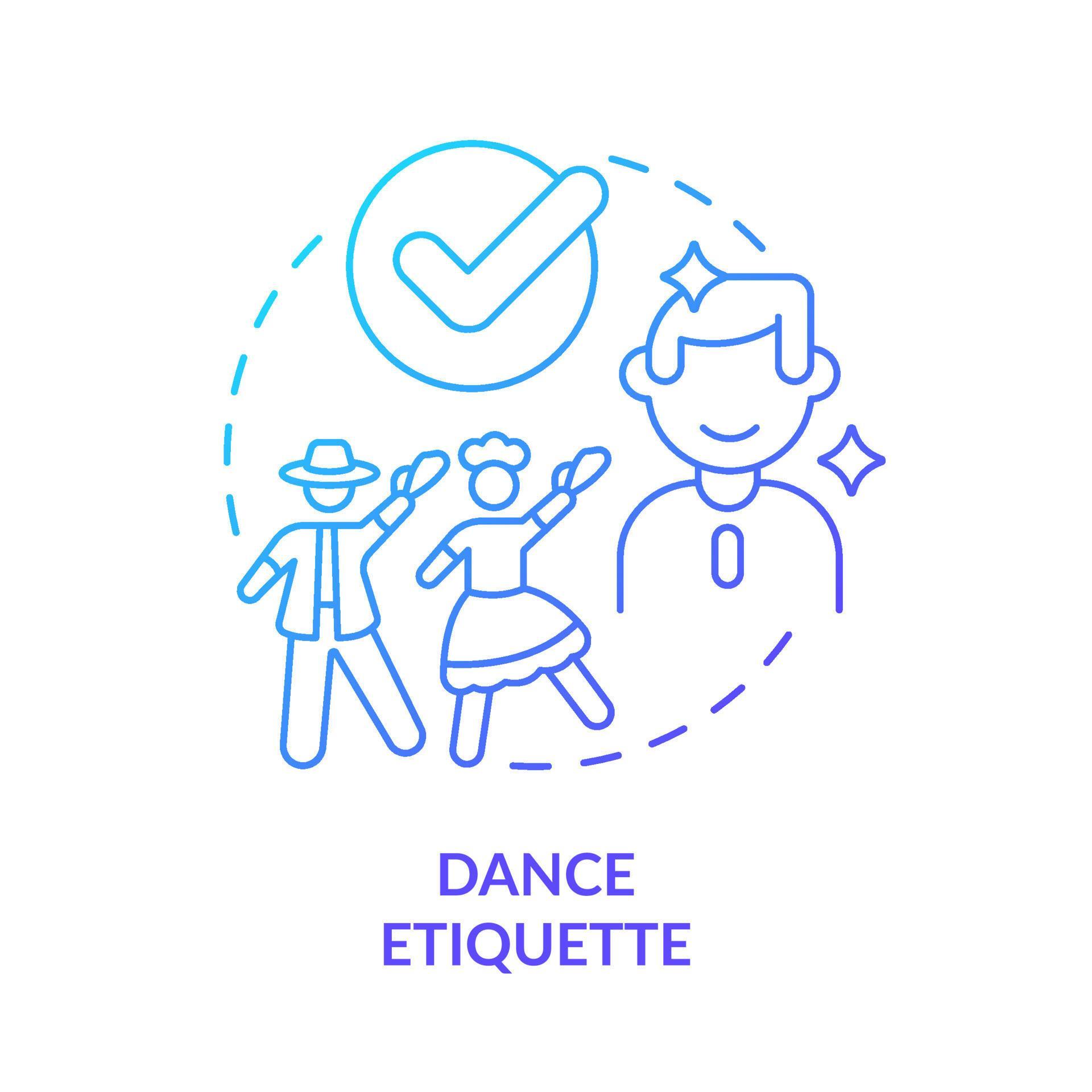 Dance etiquette blue gradient concept icon. Rules and ethical code