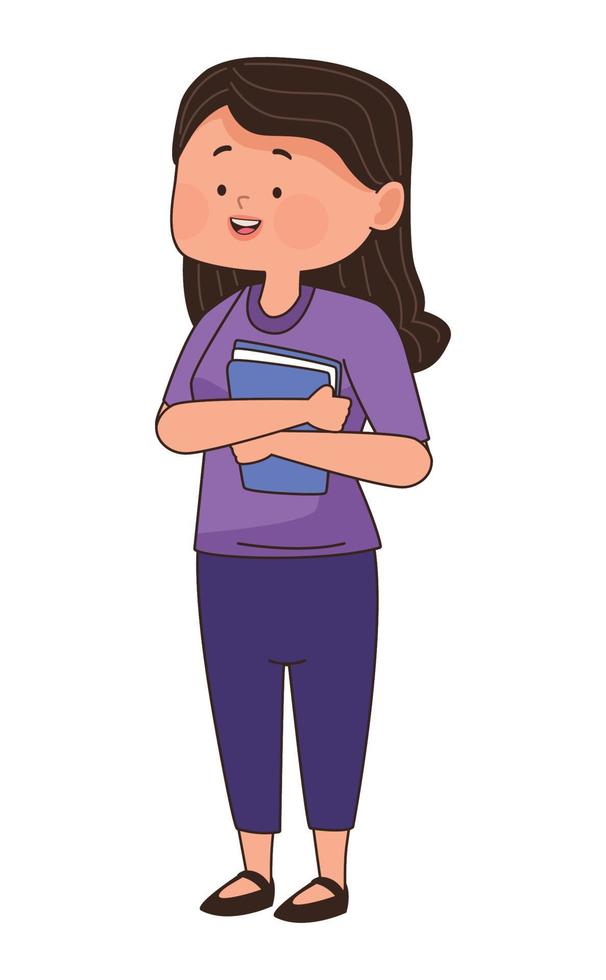 young female teacher with book vector