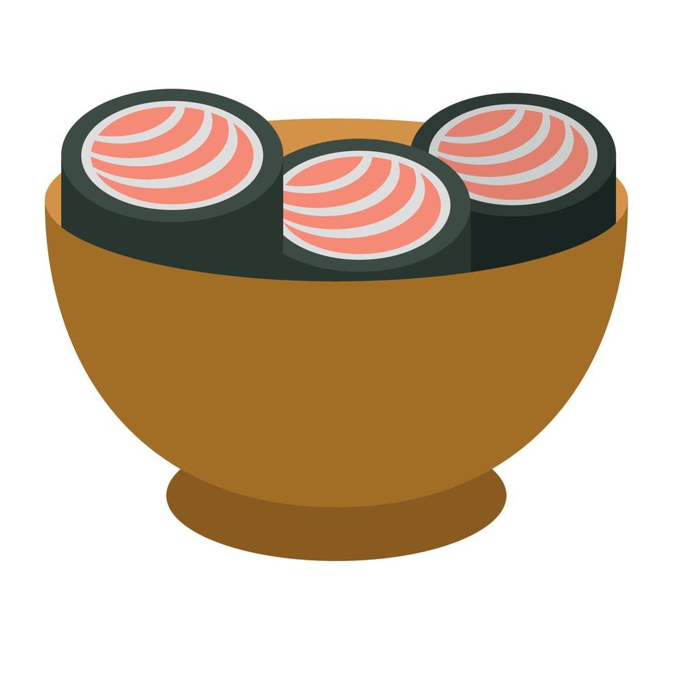 sushi en un tazón de comida japonesa vector