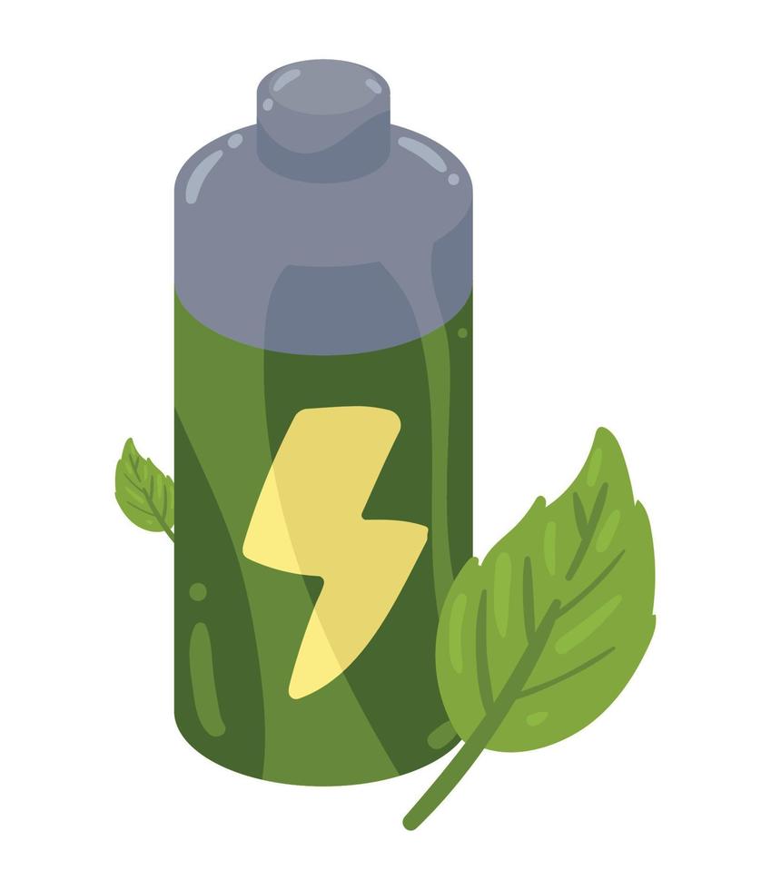 green battery with leaf vector