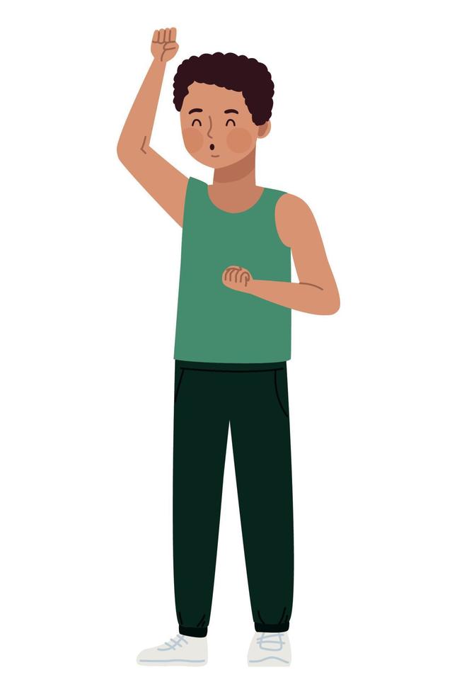 afro athlete practicing exercise vector