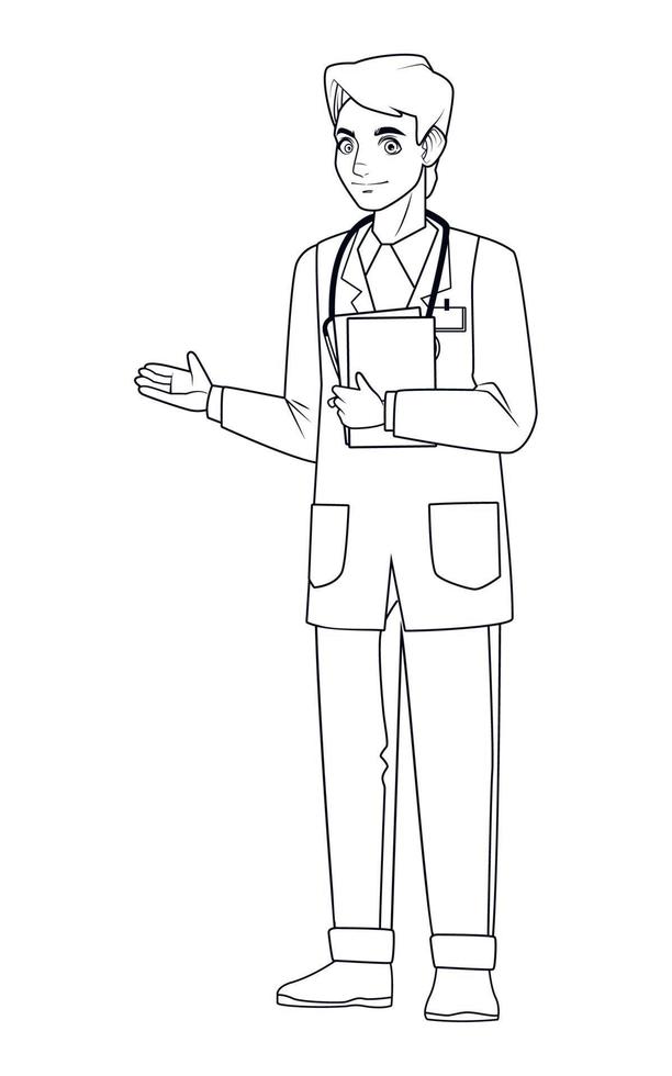 Doctor masculino para colorear vector