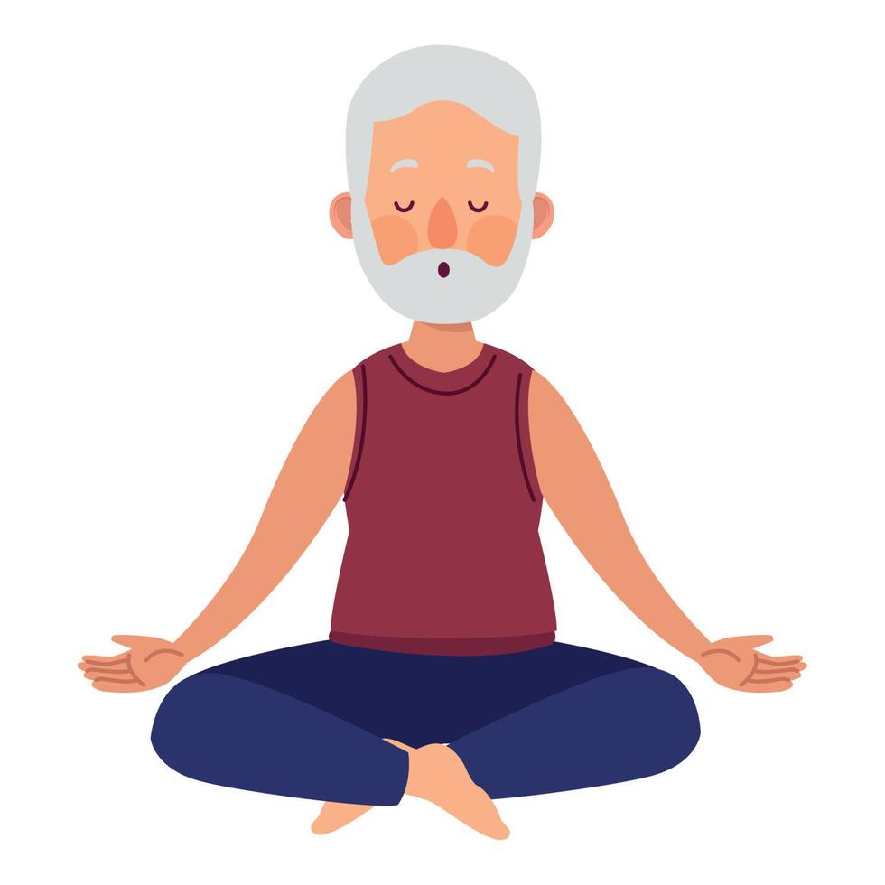 old man practicing yoga vector