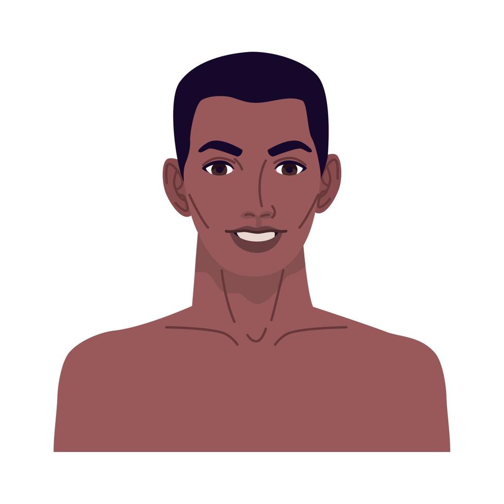 afro naked man front vector