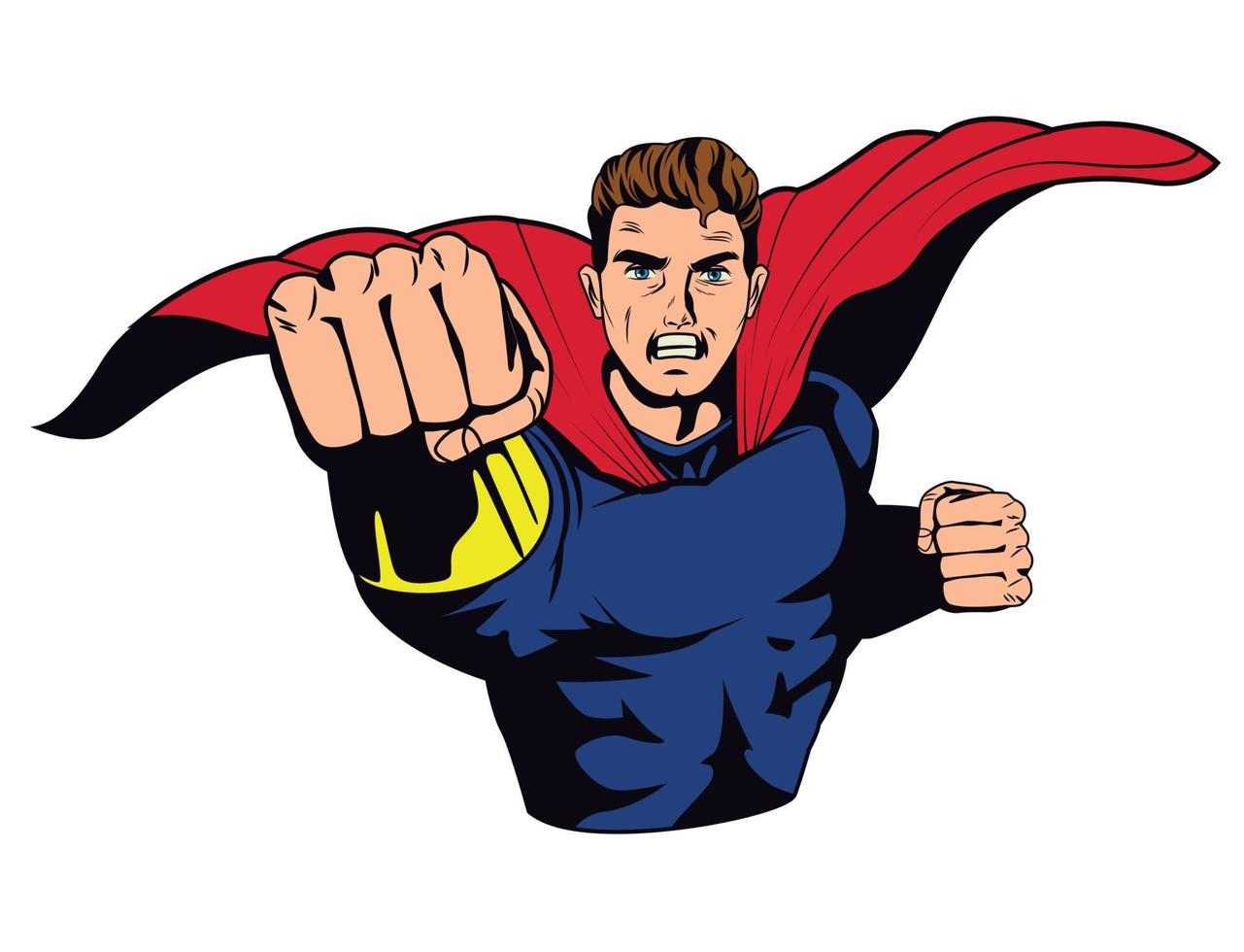 super hero punching pop art vector