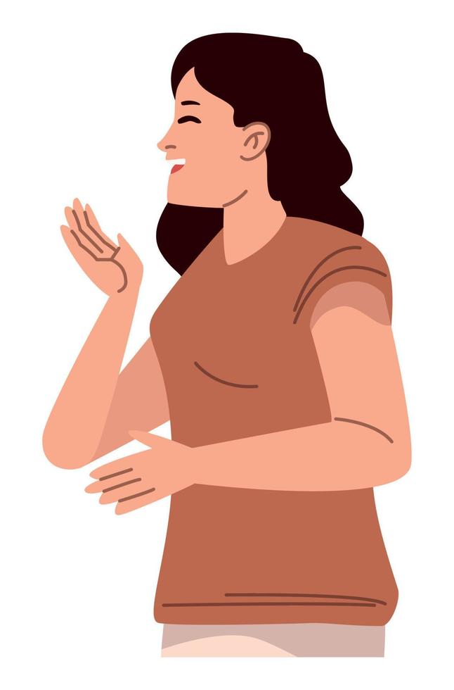 young woman speaking character vector