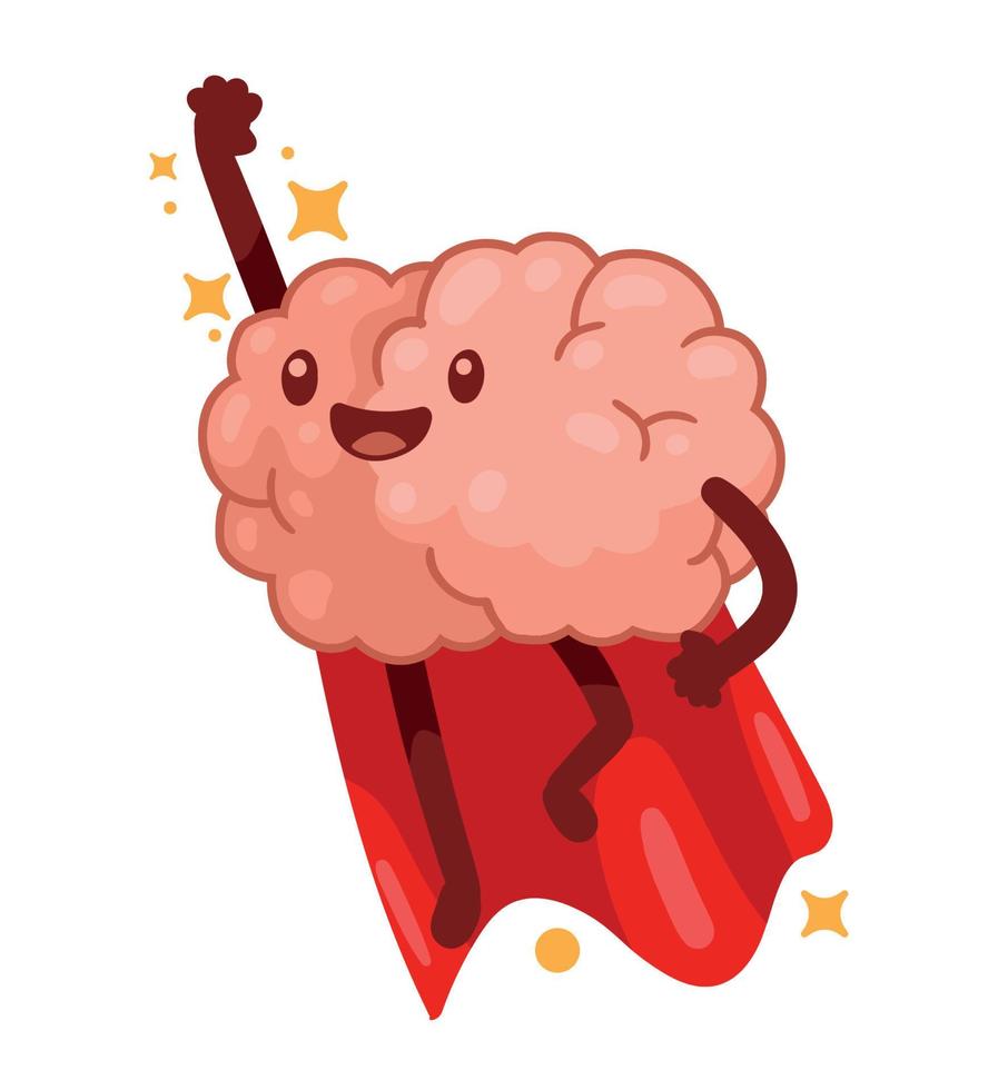 brain hero comic character vector
