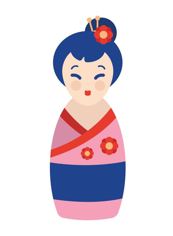 muñeca kokeshi japonesa de juguete vector