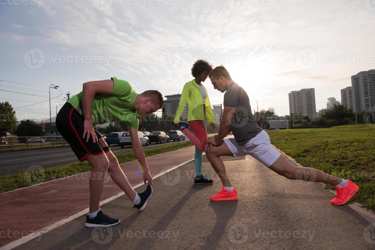 multiethnic group of people on the jogging photo