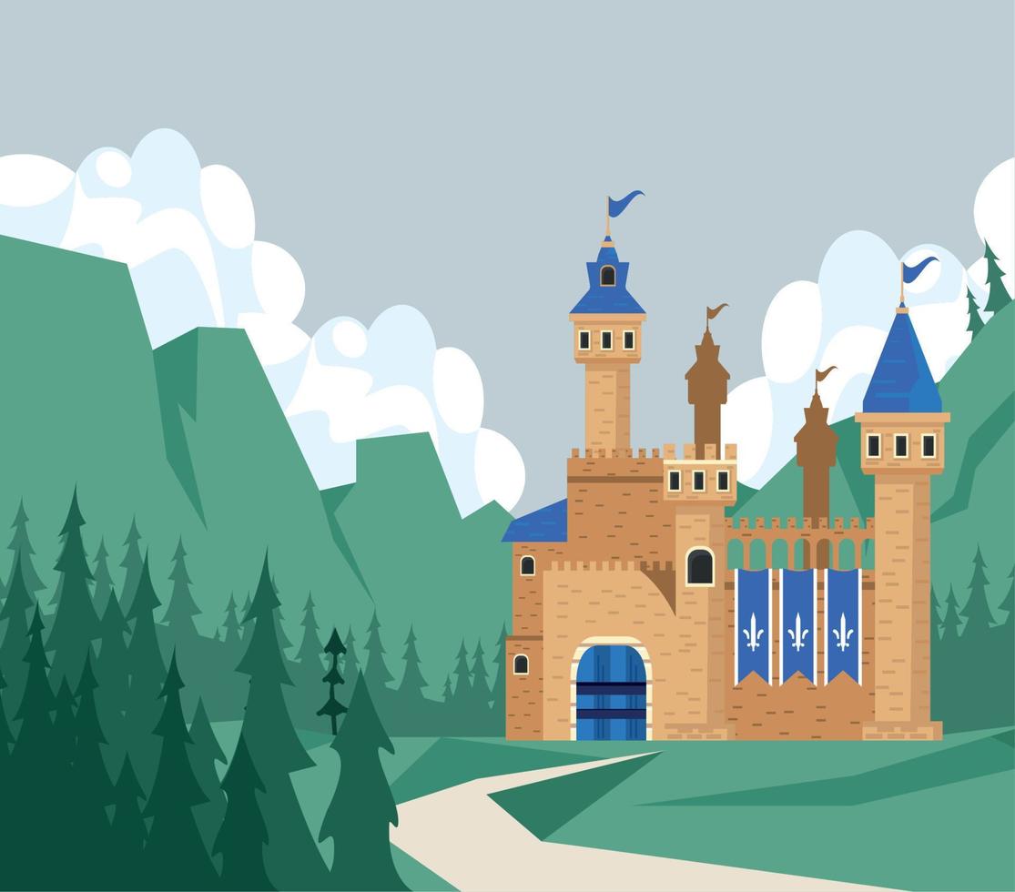 beige castle in landscape vector