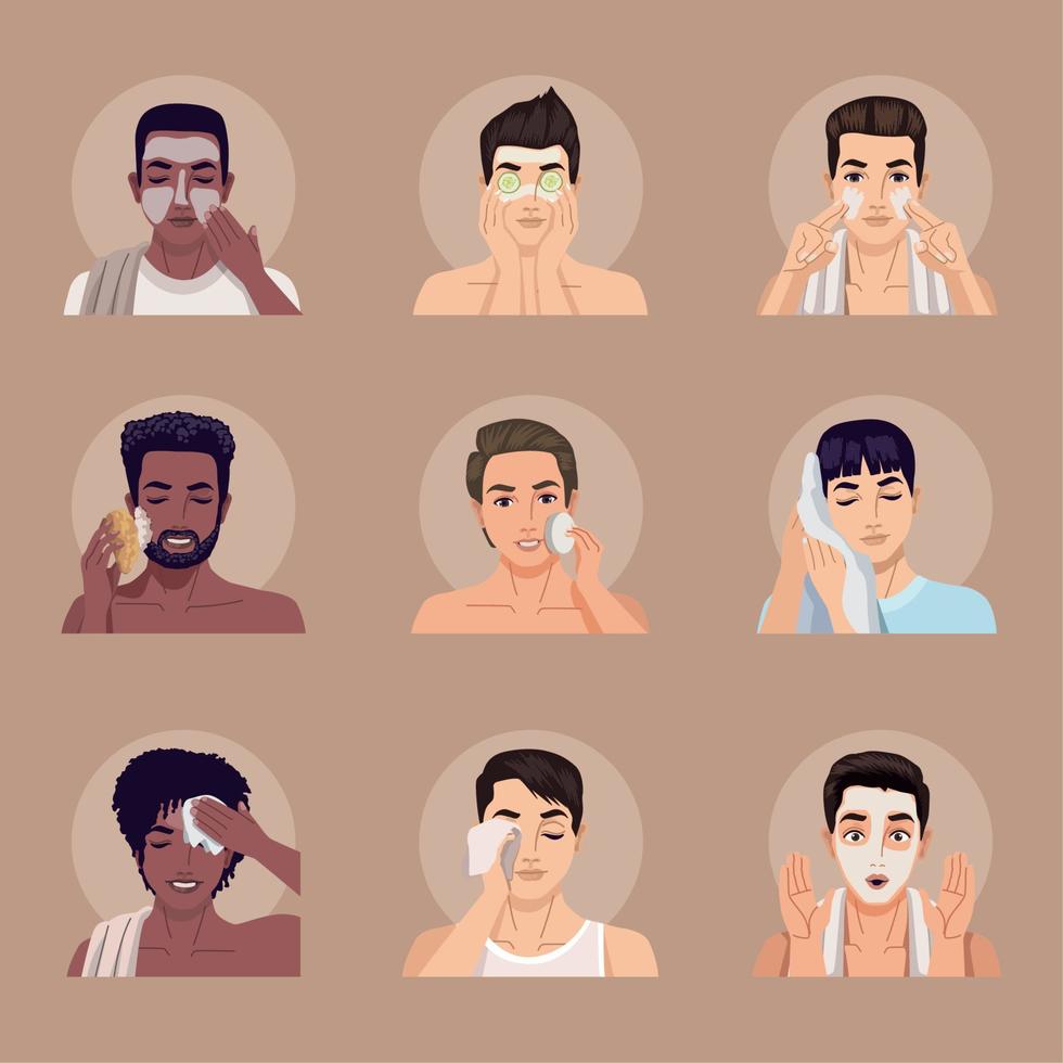 nine men facial selfcare vector