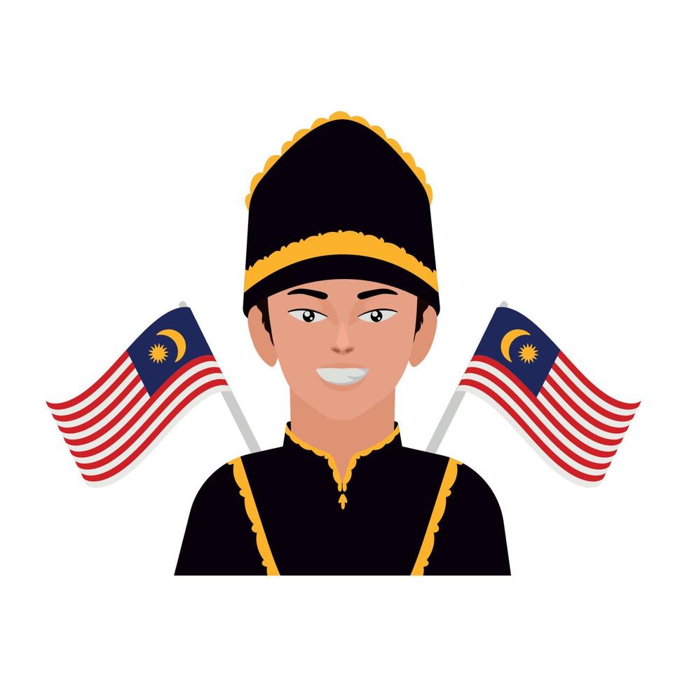 malayan soldier with flags vector