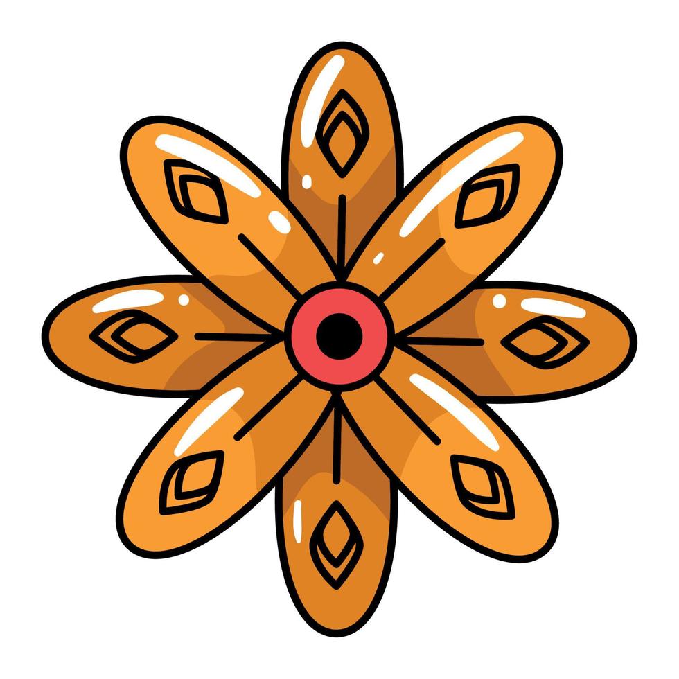 orange flower old school tattoo vector