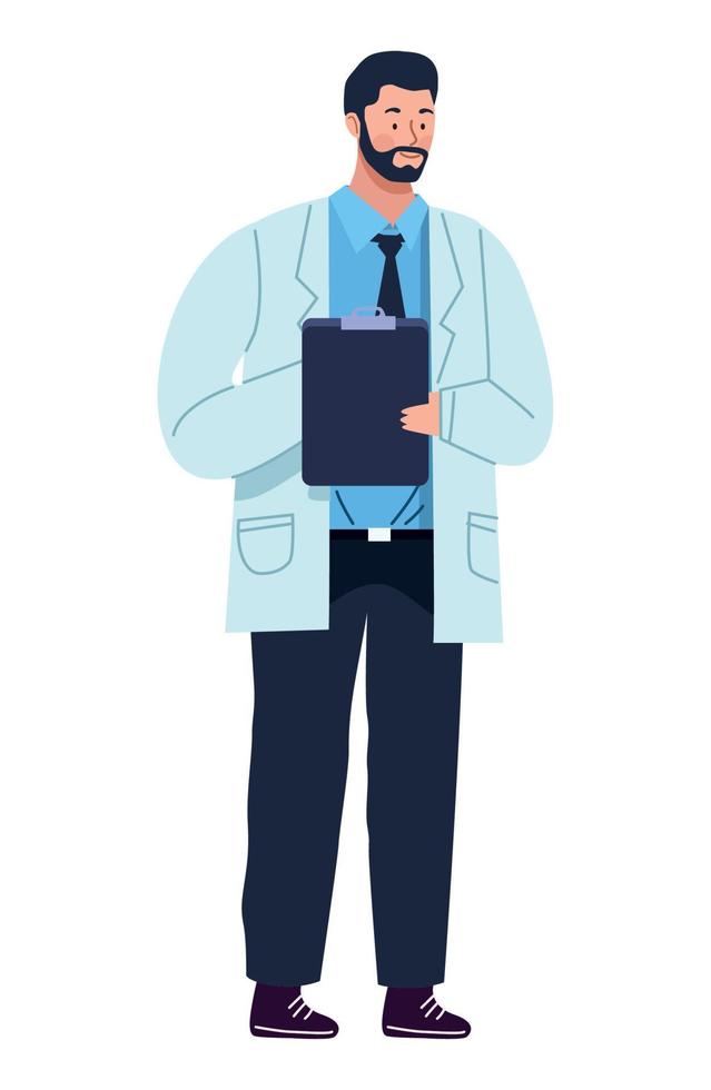 male doctor with checklist vector