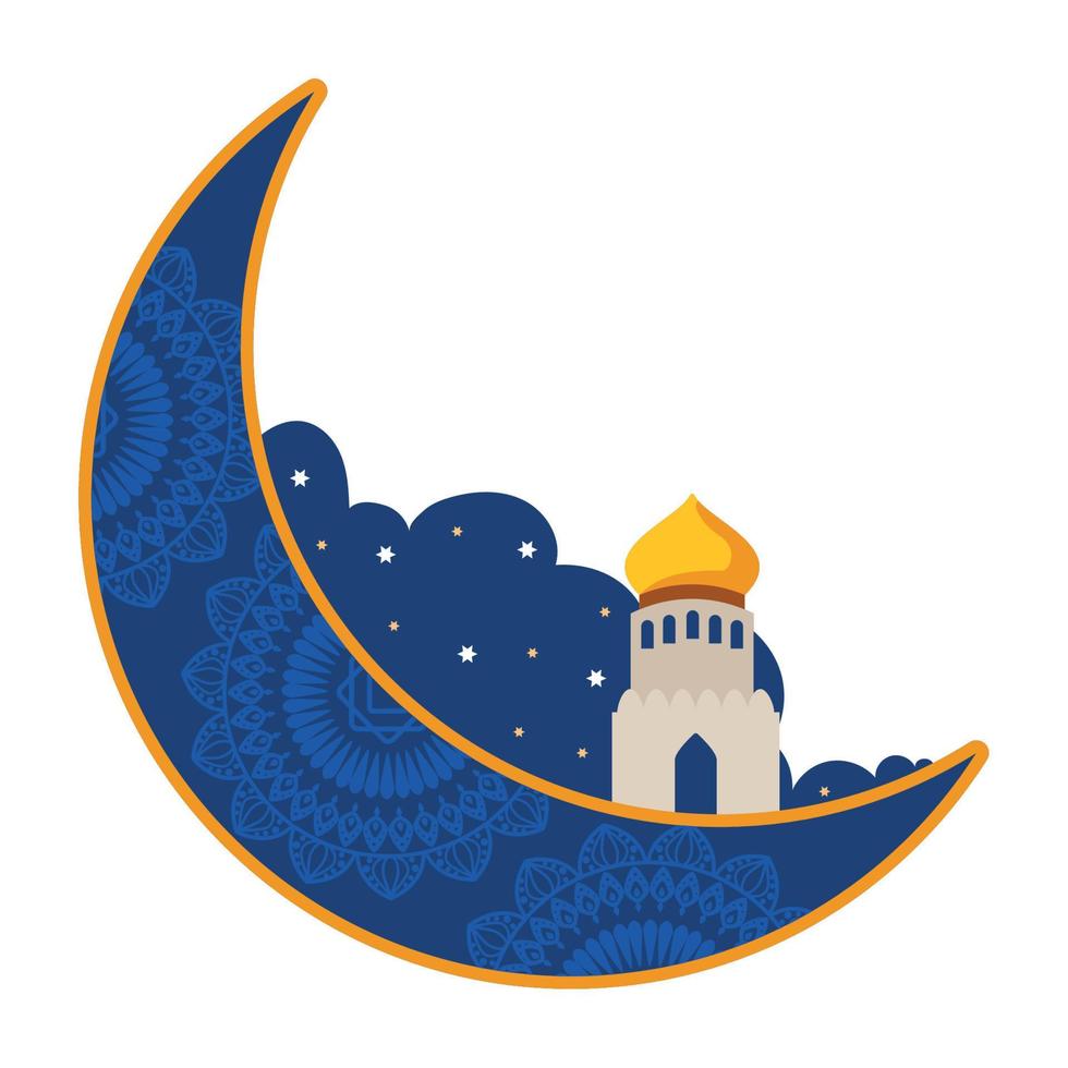 mosque in blue moon vector