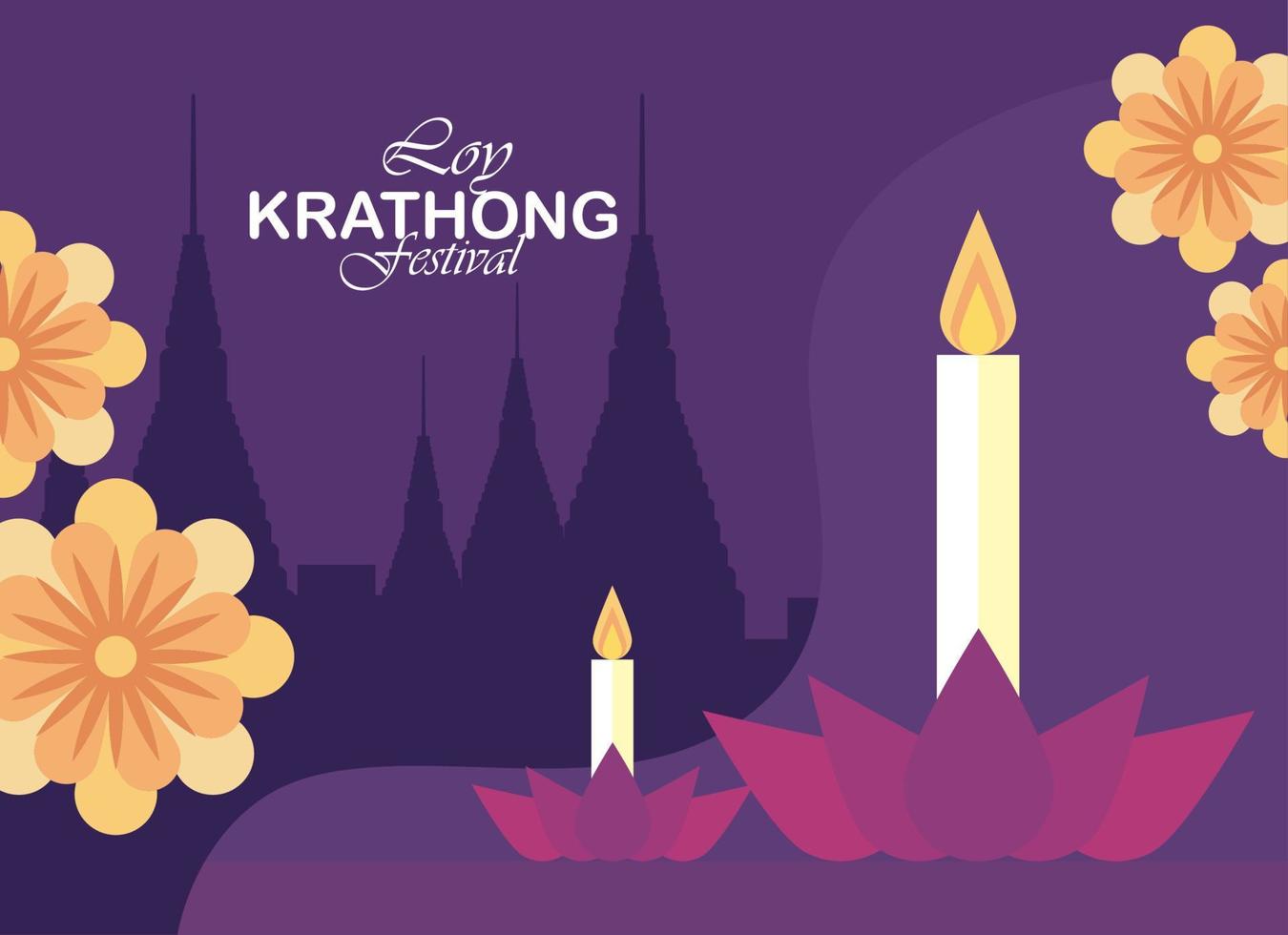 loy krathong lettering poster vector