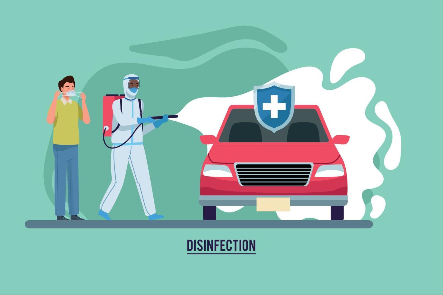 Disinfecting car design vector