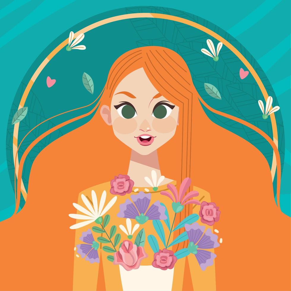 redhead young woman vector