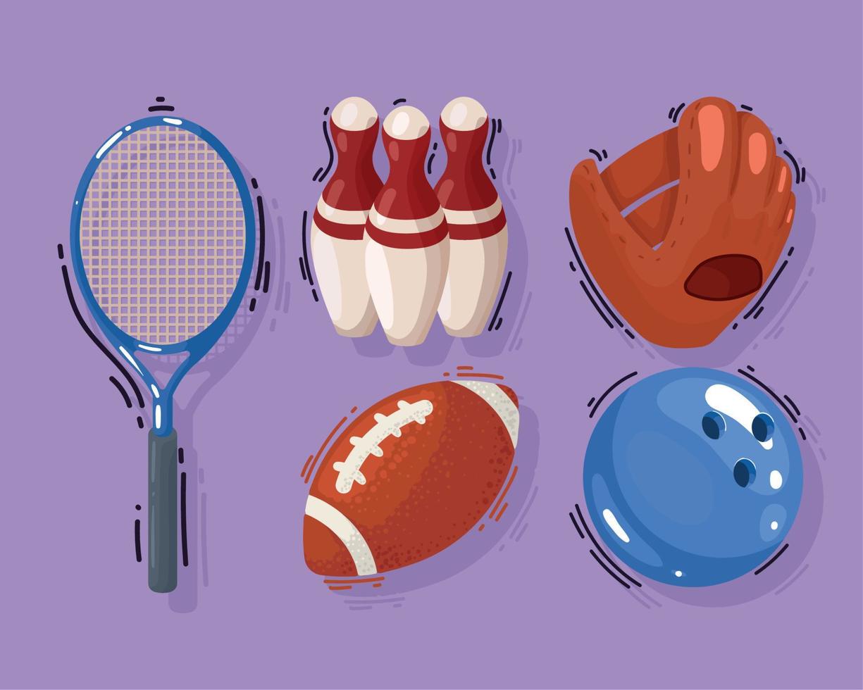 sports equipment five icons vector