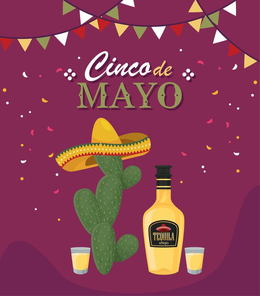 postal de celebración del cinco de mayo vector