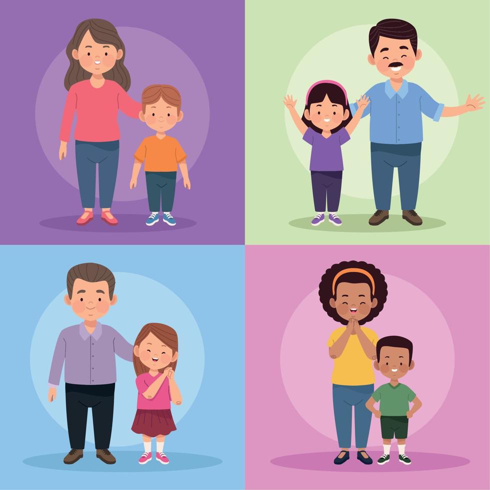eight family members characters vector