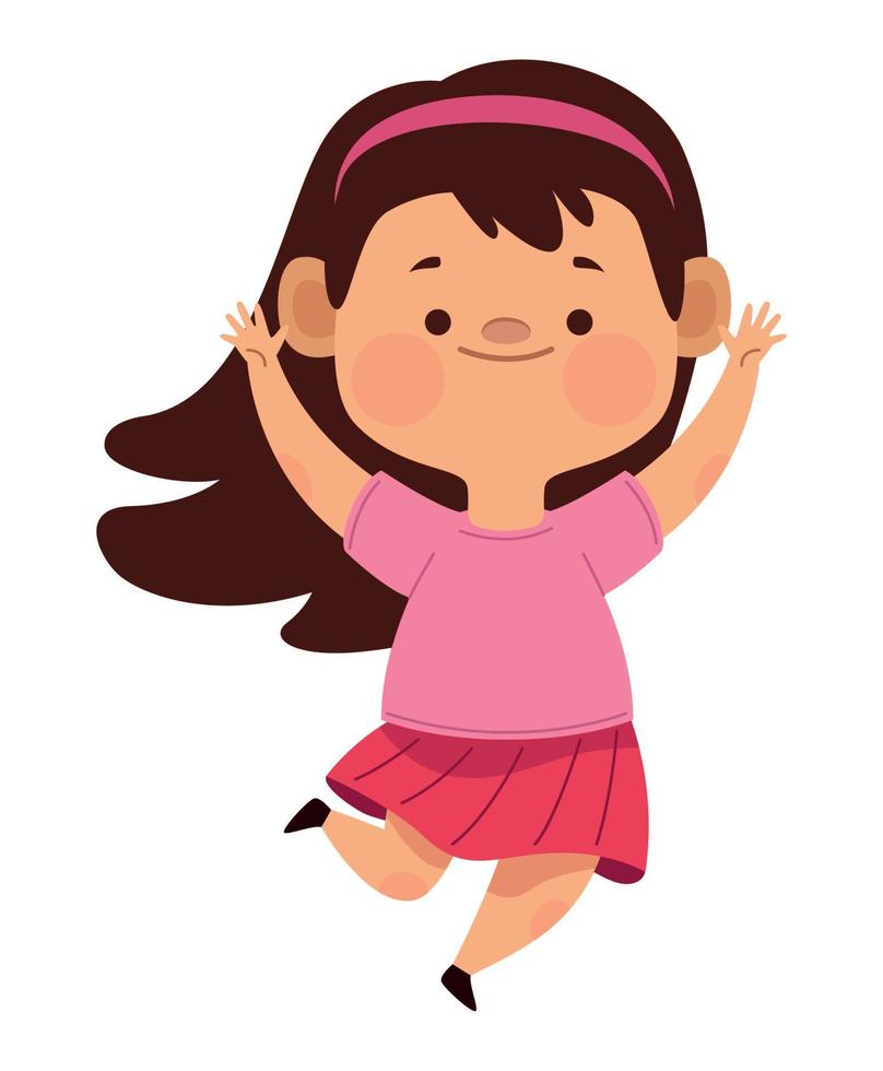 happy little girl jumping vector