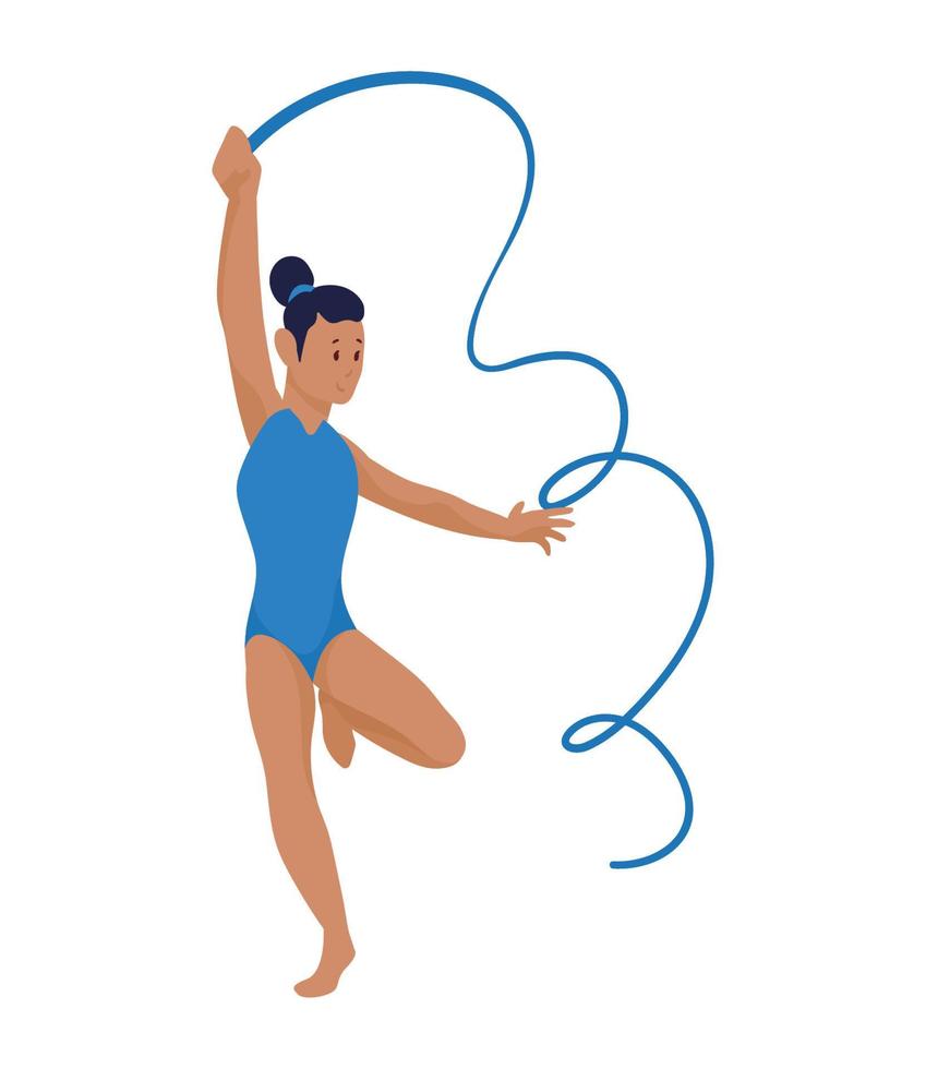 chica practicando gimnasia artistica vector