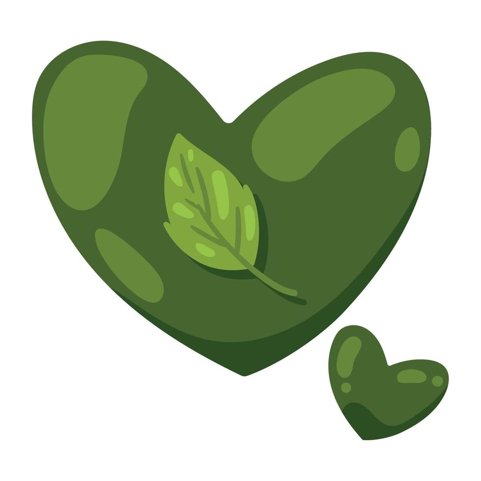 green heart with leafs vector