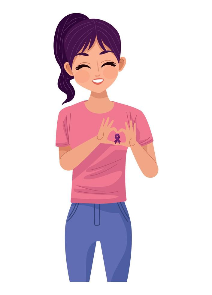 happy girl with pink ribbon vector