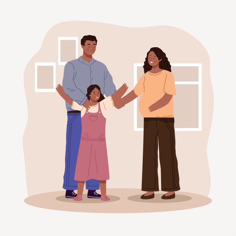 afro parents and daughter vector