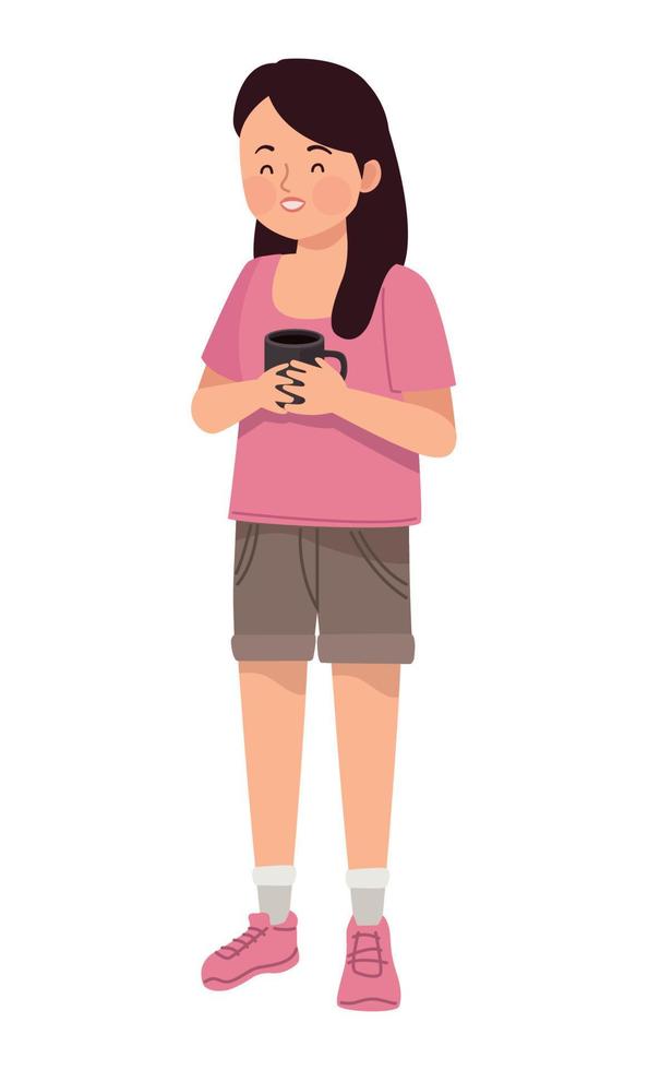 woman with coffee mug vector