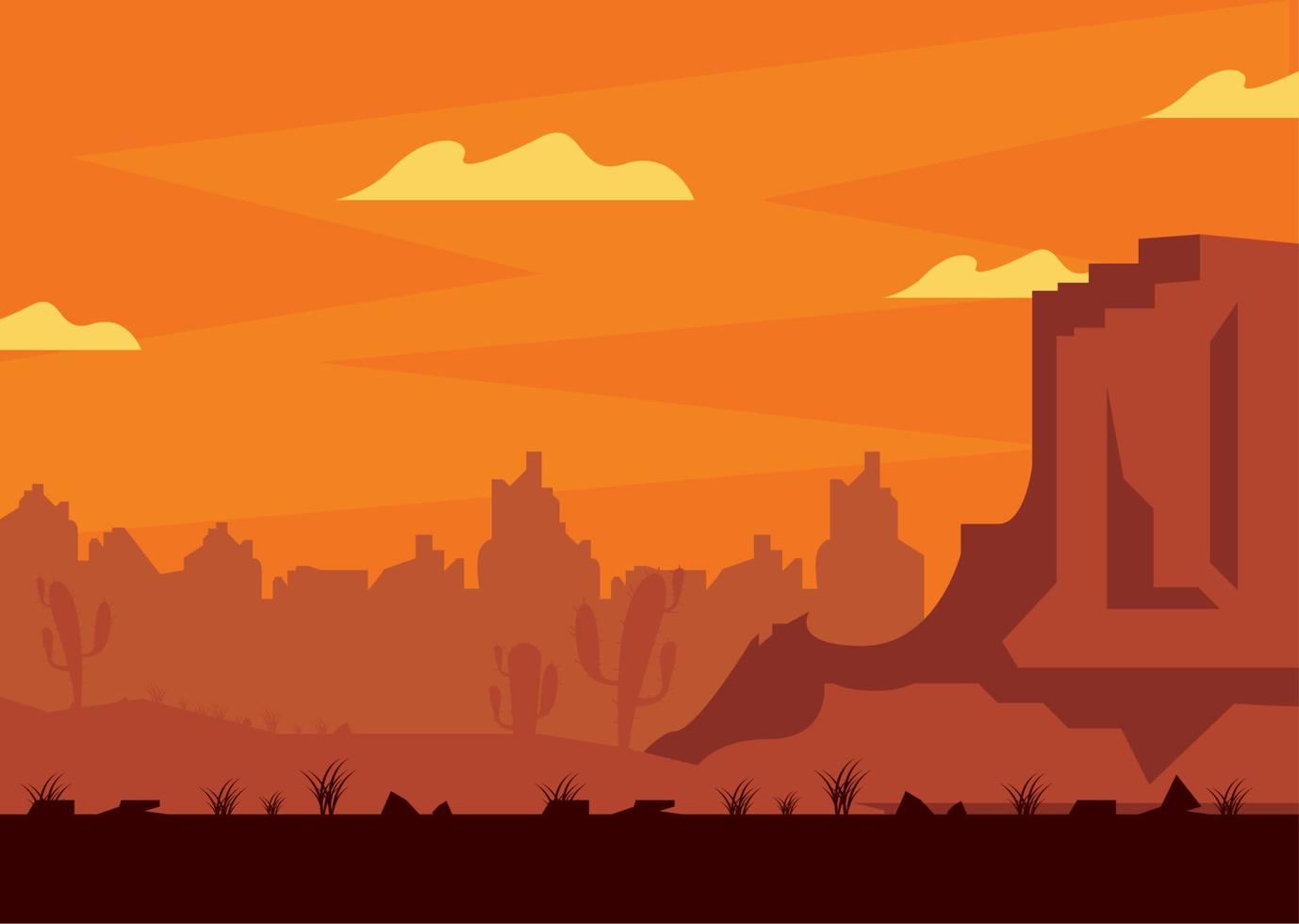 wild west desert scene vector