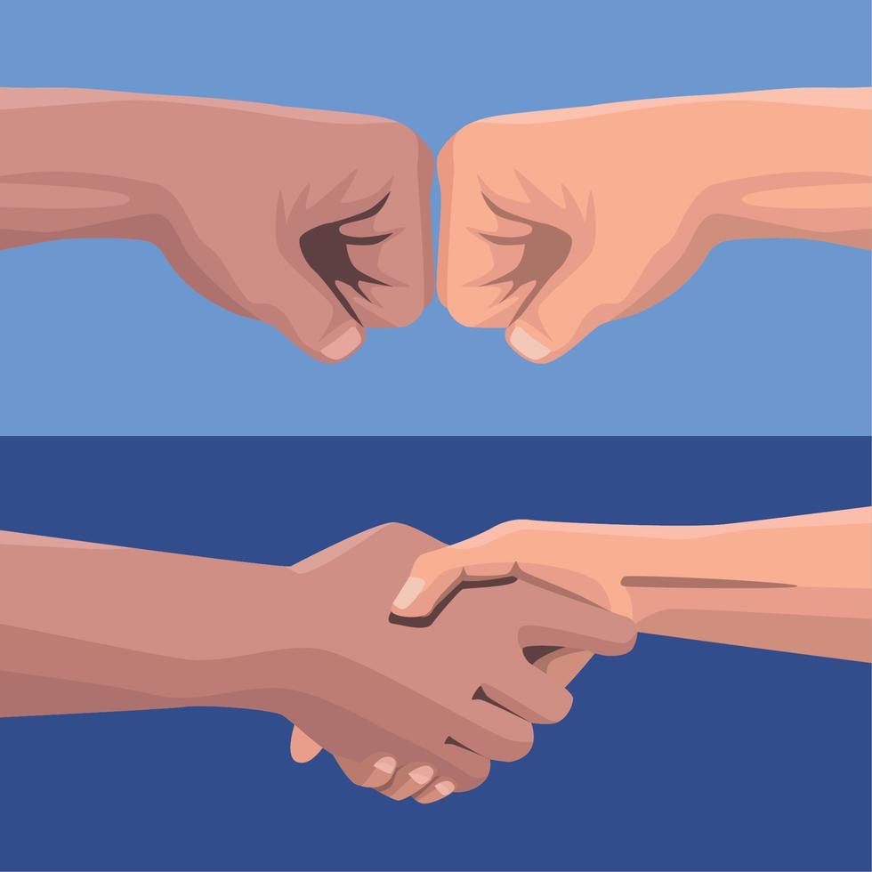 solidarity hands pair icons vector