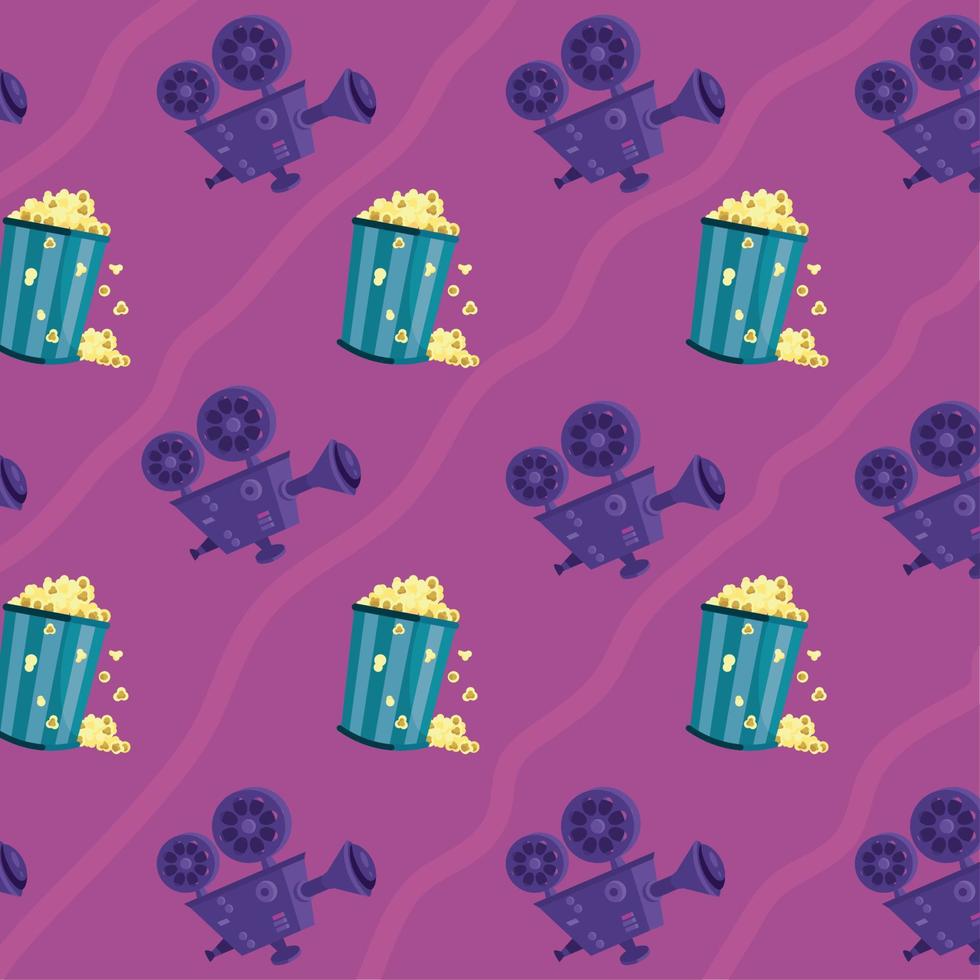 cinema cameras and popcorn pattern vector