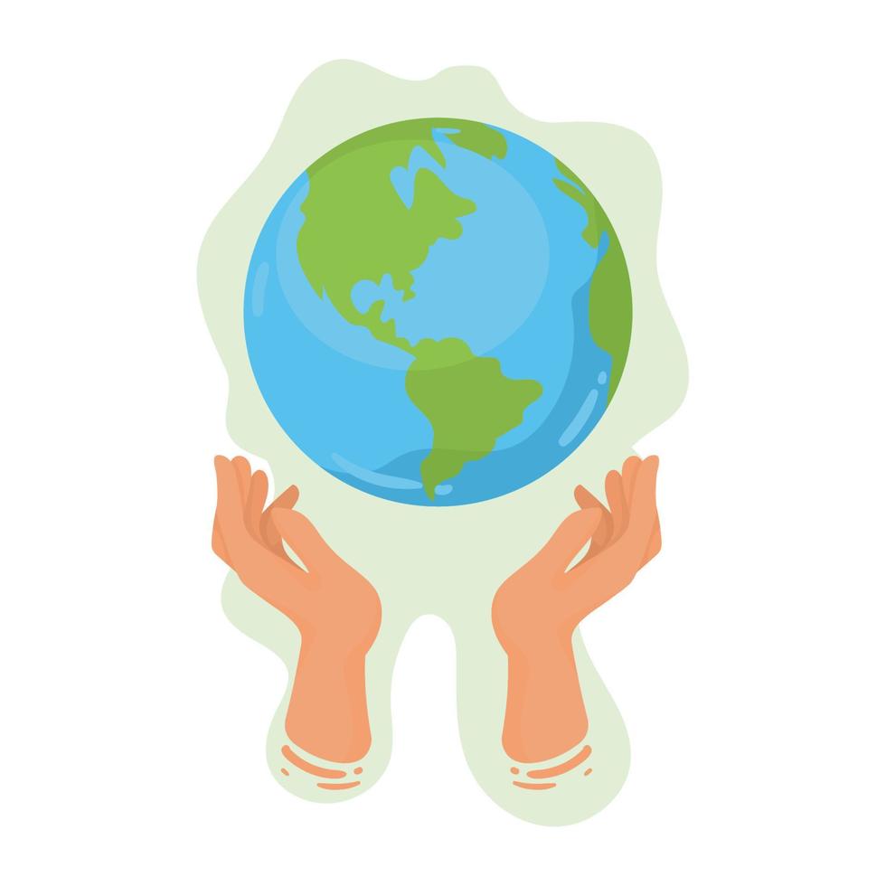 hands lifting earth planet vector