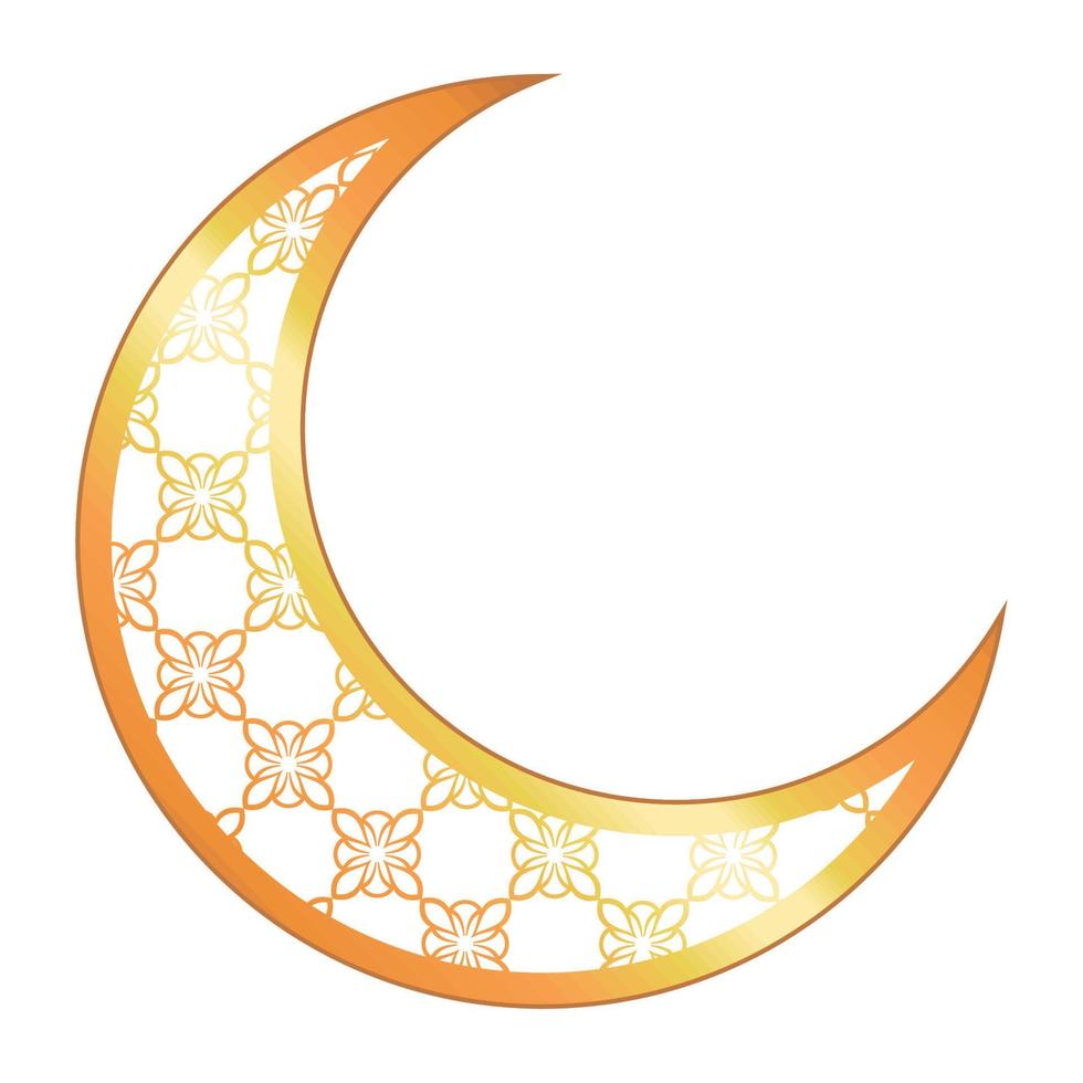 arabic golden crescent moon vector