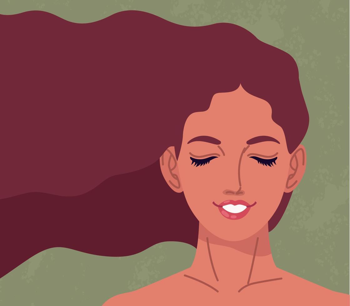 bella mujer con cabello largo vector