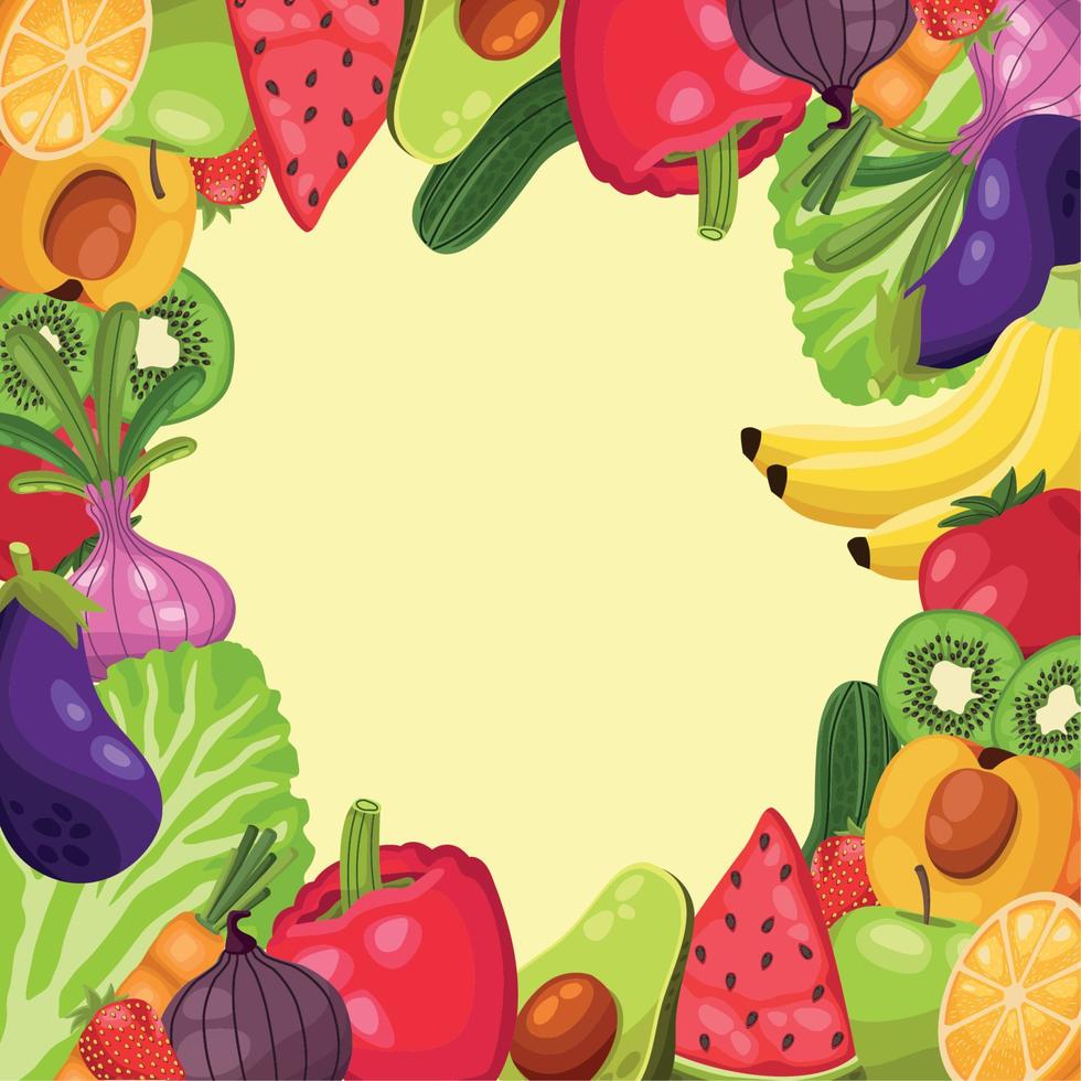 fresh fruits and vegetables vector