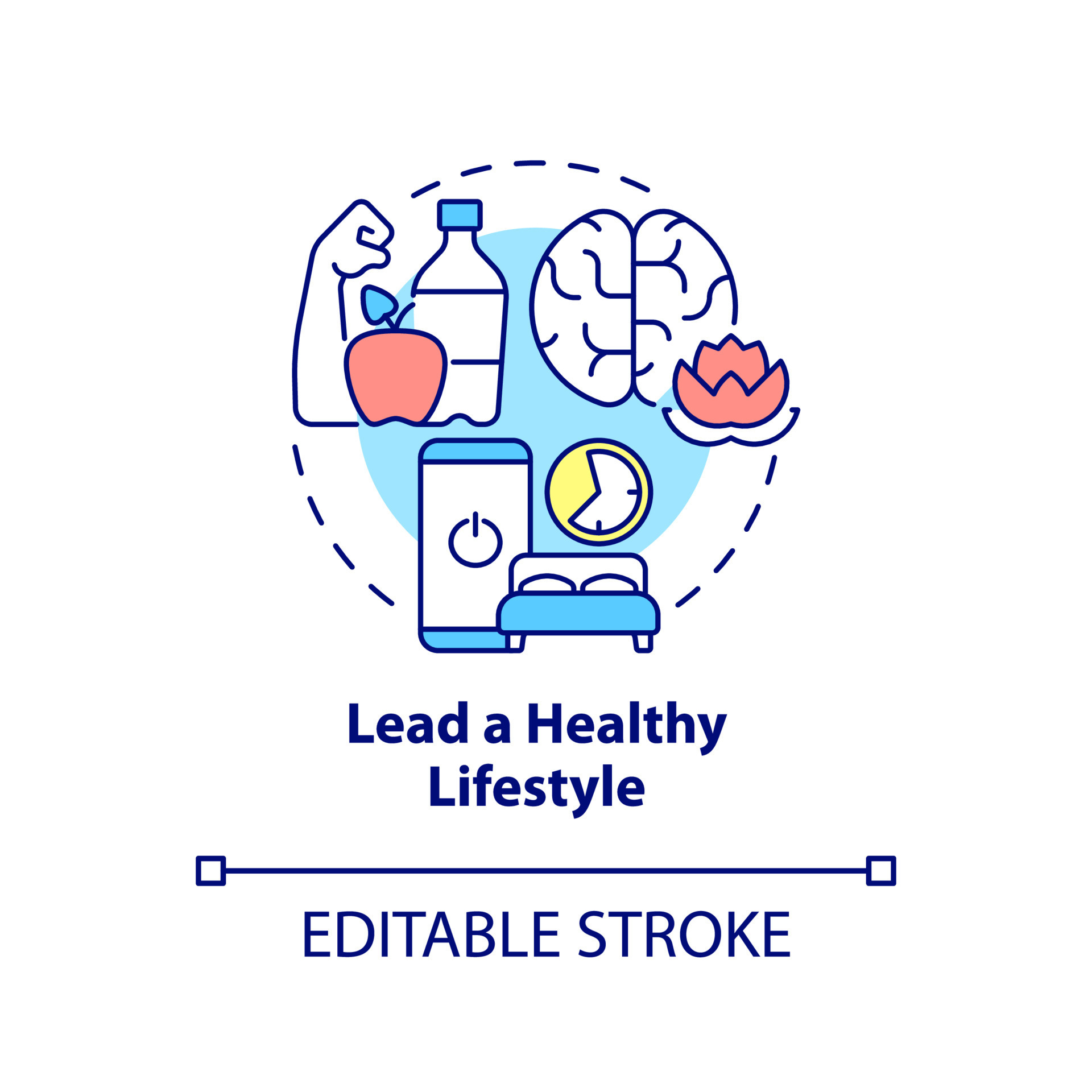 Lead healthy lifestyle concept icon. Balance and wellbeing. Self help